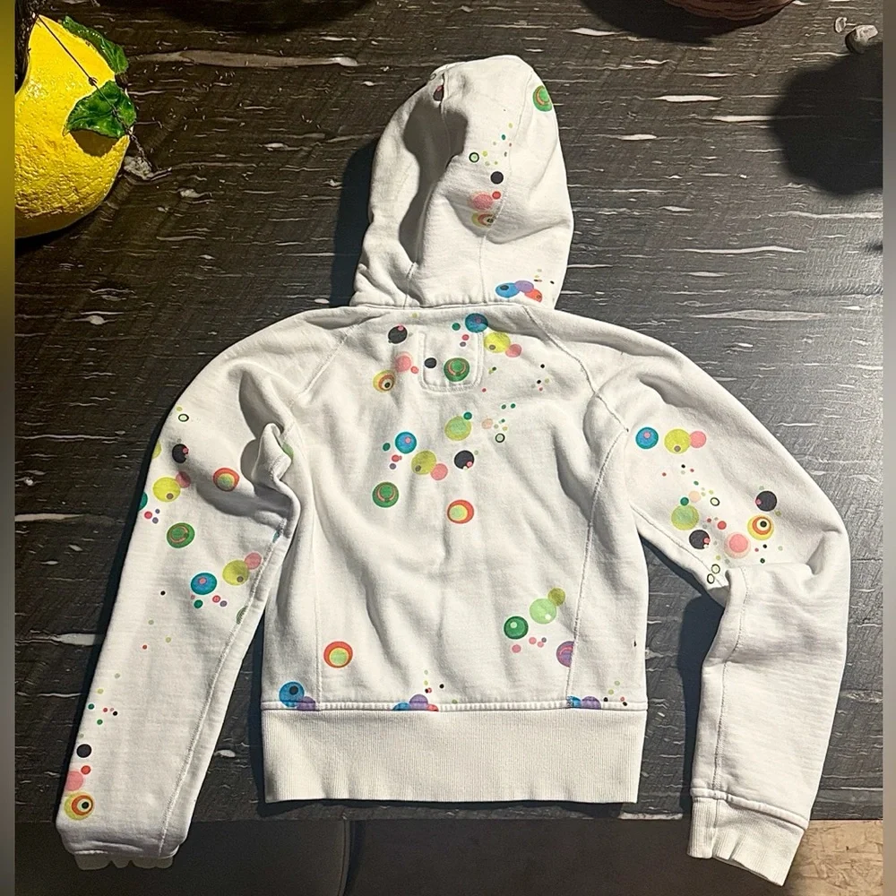 Extremely Rare - Lululemon Athletica White Scuba Hoodie Bubble Dot Design - Picture 3 of 3